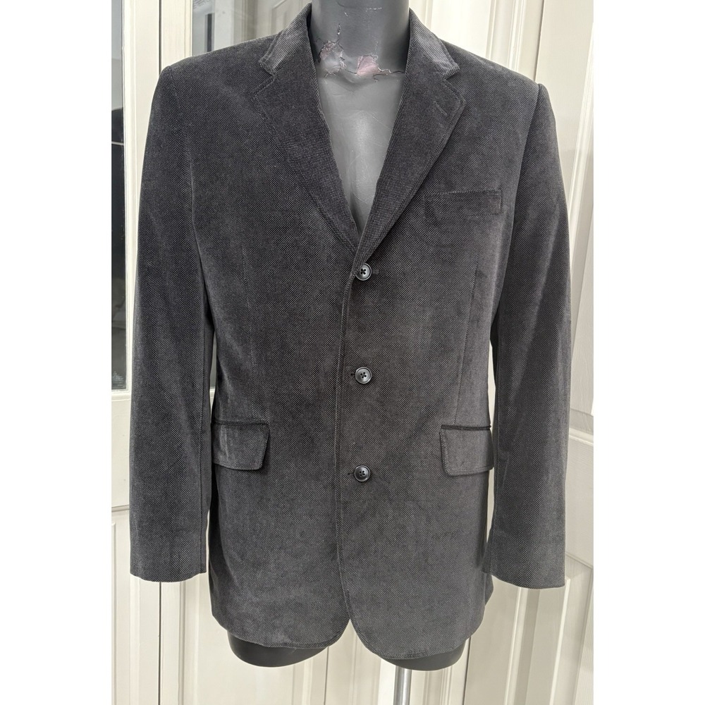 Adolfo Men's 100% Cotton Blazer Sport Coat Jacket Gray Textured 3-Button 40R
